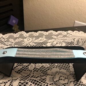 Black and Blue Bracelet with Silver Accents